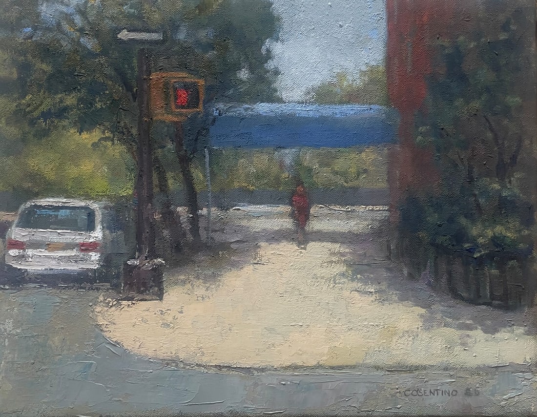Steven Cosentino : Grammercy Park Stroll: This Salmagundi work of art is titled, "Grammercy Park Stroll ". Oil. 11x14 (size) 12.5x15.5 (framed). Steve Cosentino taught at the Art Students League for a year in the late 1980s.He paints on the S