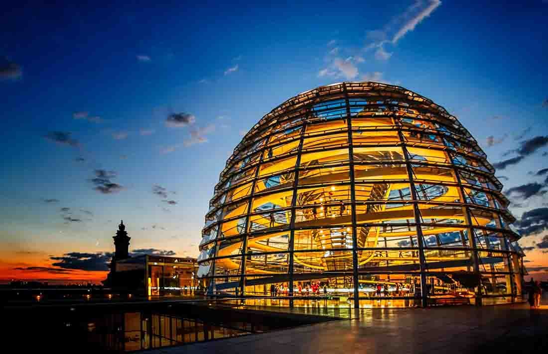 Peter Smejkal : Reichstag Dome at Blue Hour, Berlin: This Salmagundi work of art is titled, "Reichstag Dome at Blue Hour, Berlin". Photography. 17x11 (size) 18x22 (framed). Peter Smejkal, a Resident Artist at the Salmagundi Club, studied photography at