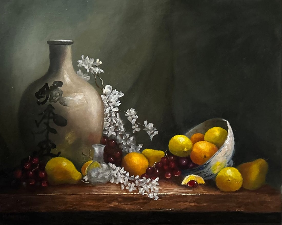 Katherine Hedden : Still Life with Yellow Blossoms: This Salmagundi work of art is titled, "Still Life with Yellow Blossoms". Oil. 11x14 (size) 14.5x17.5 (framed). Katherine is an Emmy, Peabody and Promax award winner when she worked for ABC News. She