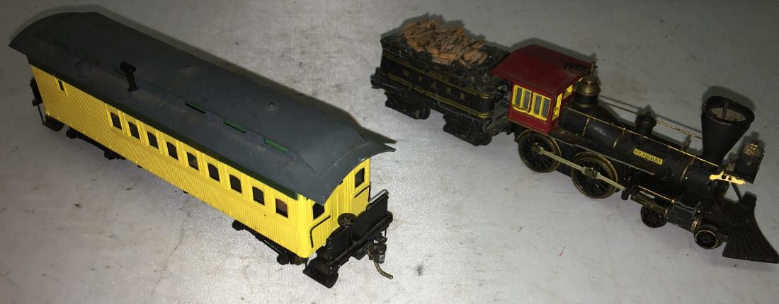 PFM Brass HO Scale Steam Engine and Passenger Car (1 of 3)