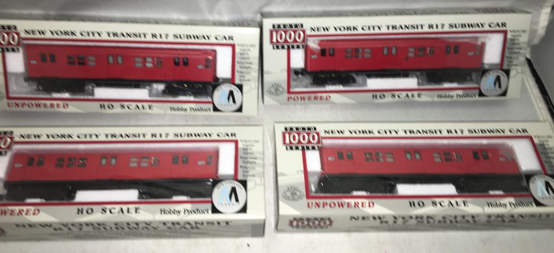 Proto 1000 NY HO Scale Redbird Subway Set: Proto 1000 New York City HO Scale R17 redbird 4-car subway set in the original boxes. One powered, 3 nonpowered cars. New condition.