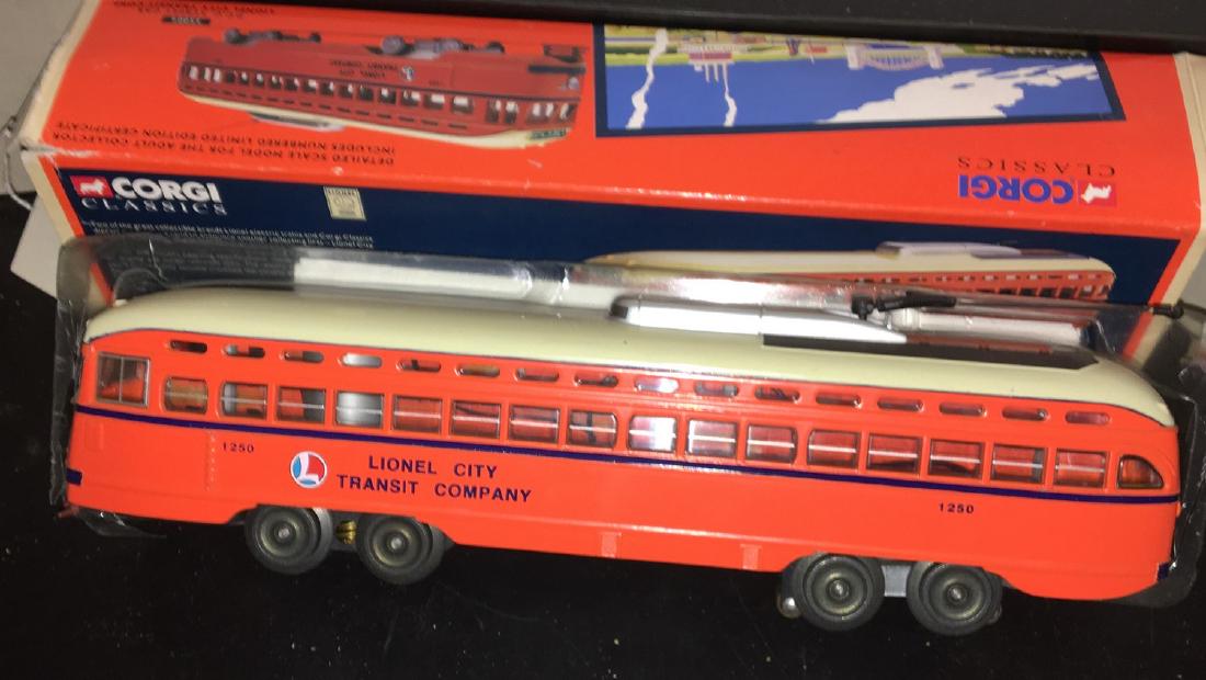 Corgi Lionel City O Gauge Powered Street Car: Corgi Lionel City O gauge PCC street car in the original box. Powered with a Bowser mechanism.