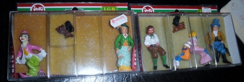 LGB 5128 G SCALE FIGURE SET LOT OB: Two (2) LGB G scale figure sets both in #5128 original boxes: circus figures, other figures, other very nice features, original boxes, very nice details, very nice color scheme.