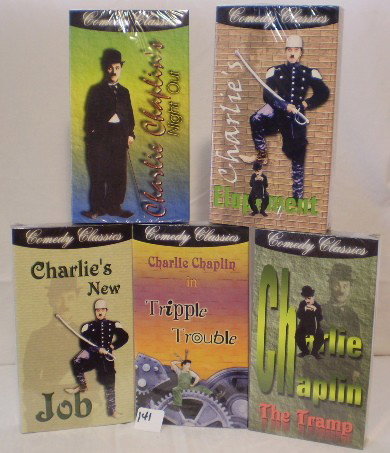 5 Charlie Chaplin Video Set: Set of 5 Charlie Chaplin videos 1.Night Out 2.Elopement 3. Job 4. Triple Trouble 5. The Tramp