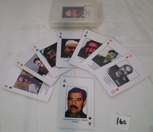 Iraqi Bad-guys Playing Card : Deck of playing cards with pictures of 52 of Iraq's Bad guys. With Sadam Hussein as the ace of spades.