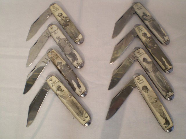 8 Collectors Knives: Set of 2.5" collectors knives with assortment of famous military Generals and Admirals