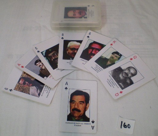 Iraqi Bad-guys Playing Card: Deck of playing cards with pictures of 52 of Iraq's Bad guys. With Sadam Hussein as the ace of spades.