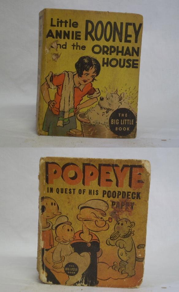 2 Big Little Books, Little Annie Rooney + Popeye: 3.5""x4.5"" Big Little Book