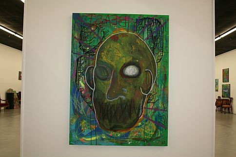 Original Art by Randy Conner: Original Art by Randy Conner "Fake Face" 36 x 48 Acrylic on Canvas San Diego Artist Born in Texas, lives in Bay Area of n. California; queer parent, with her biol. father David Sparks, of actor Mariah