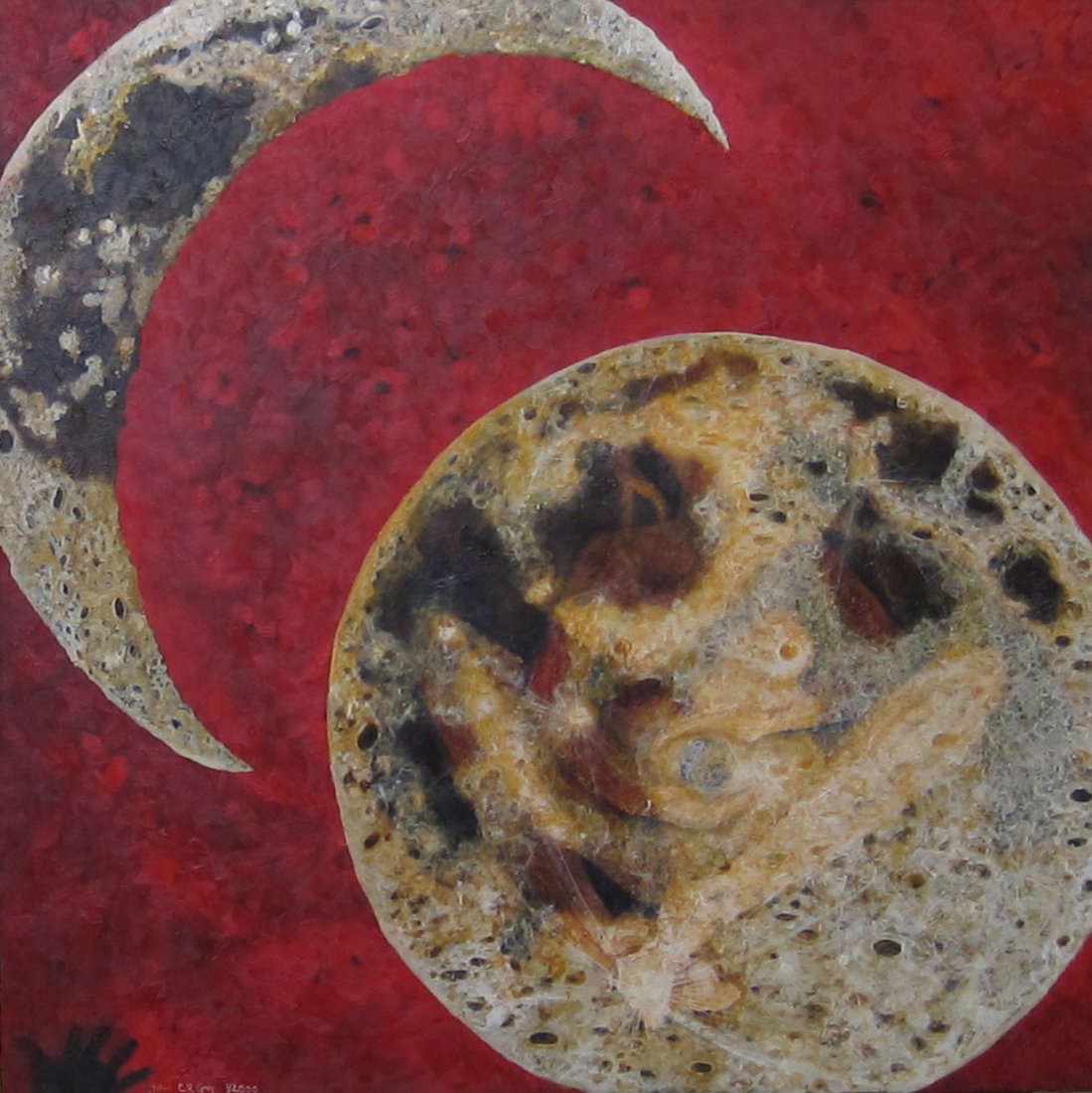 Julia C. Gray: Original painting "Moon Layers": You are bidding on an Original Painting by San Diego living Artist Julia C. Gray titled "Moon Layers". Part of series titled Visionary, Part II. Oil on Canvas 48x48. Signed Lower Corner. Stretched on 