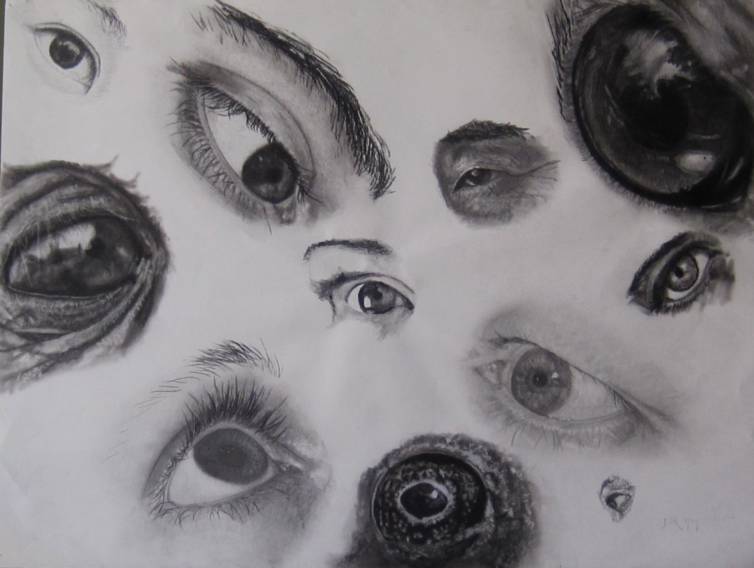 Julia C. Gray: Original Charcoal/Pencil "Eye Exerc: You are bidding on Original Charcoal and Pencil Drawing by Artist Julia C. Gray titled "Eye Exercise", part of her work as a Student. Charcoal and Pencil on paper 18x25. These works are for sale direc