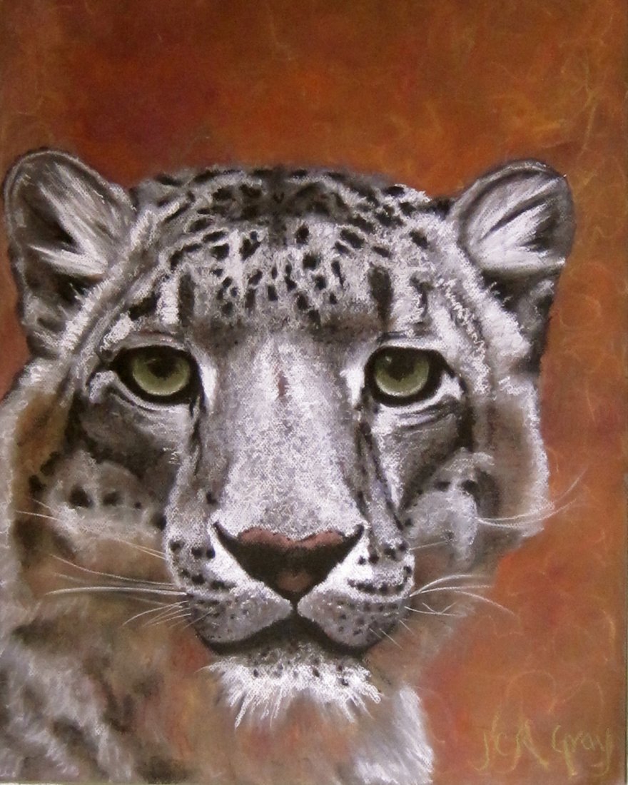Julia C. Gray: Original Pastel "Snow Leopard: You are bidding on Original Pastel drawing Artist Julia C. Gray titled "Snow Leopard", part of her work as a Student. Pastel on paper 26x19. These works are for sale directly by the artist to raise mo