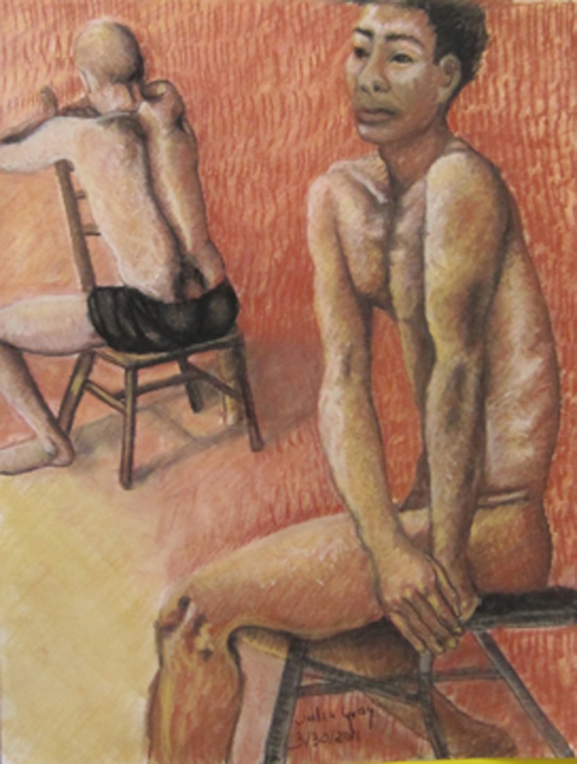 Julia C. Gray: Original Pastel "Waiting": You are bidding on Original Pastel drawing Artist Julia C. Gray titled "Waiting", part of her work as a Student. Pastel on paper 23.5x18. These works are for sale directly by the artist to raise money