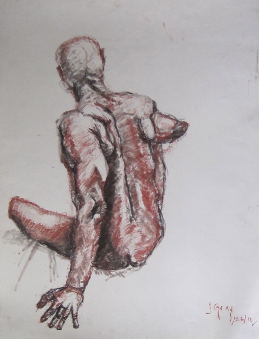 Julia C. Gray: Orginal Drawing "Front & Back": You are bidding on Original Drawing by Artist Julia C. Gray titled "Front & Back", part of her work as a Student. DOUBLE SIDED Conte on paper 24x18. These works are for sale directly by the artist to 
