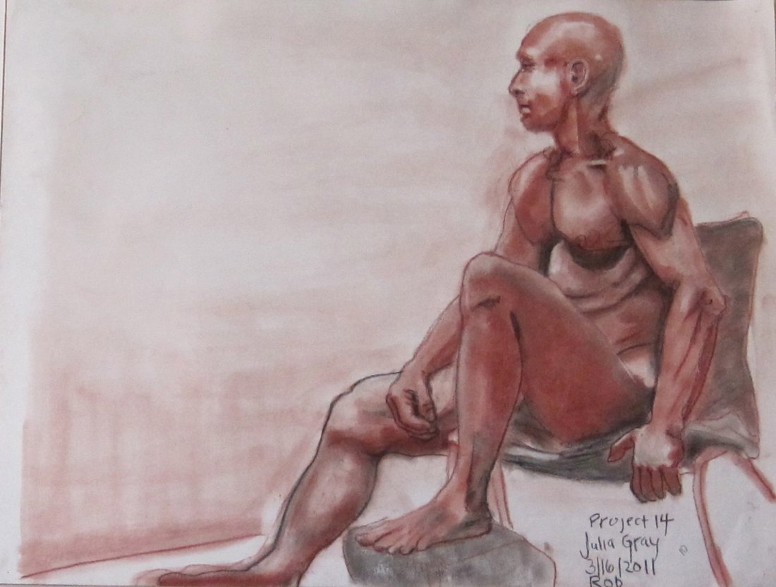 Julia C. Gray: Orginal Drawing "Project 14-Rob": You are bidding on Original Drawing by Artist Julia C. Gray titled "Project 14-Rob", part of her work as a Student. Conte on paper 18x23.5. These works are for sale directly by the artist to raise mon