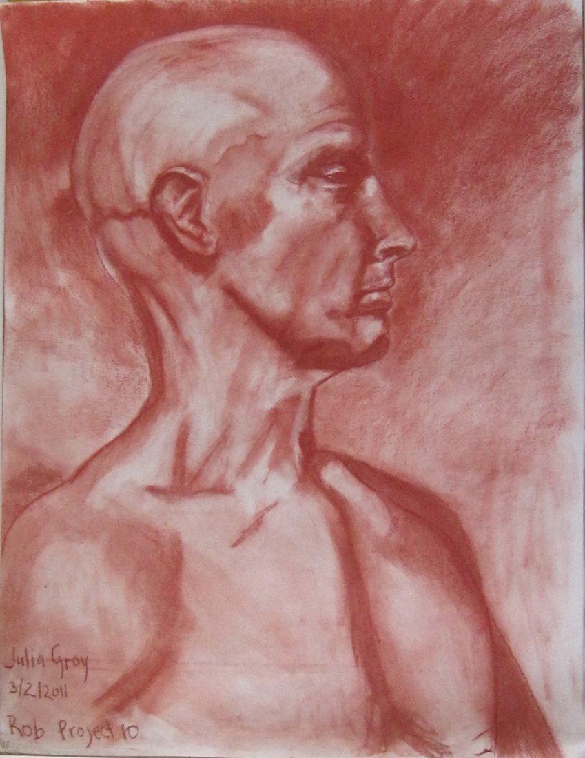 Julia C. Gray: Orginal Drawing "Rob Profile": You are bidding on Original Drawing by Artist Julia C. Gray titled "Rob Profile", part of her work as a Student. Conte on paper 23.5x18. These works are for sale directly by the artist to raise money 