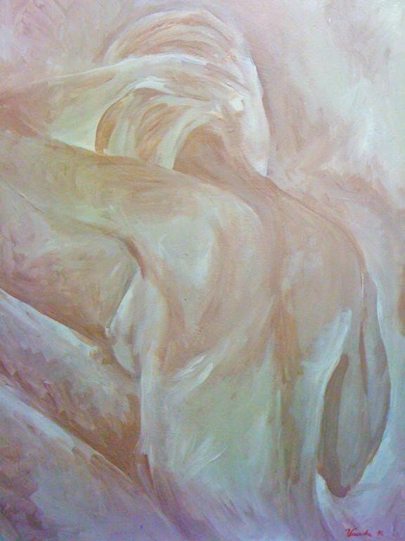 Nude, VIRUCHY DELGADO 1997: (Cuban, b. 1952), Acrylic on canvas, 24 x 20 inches