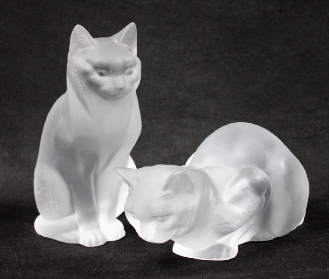 (2) Large Lalique, France Crystal Cats Figures (1 of 7)