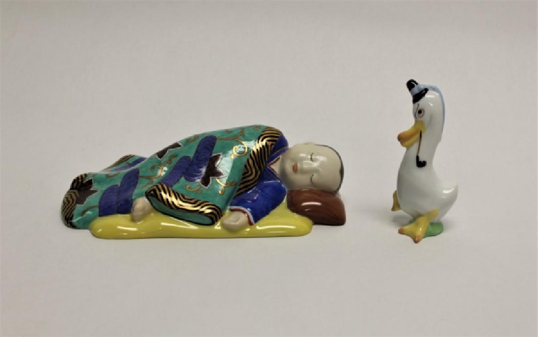 (2)pc Herend Porcelain Sleeping Chinese Boy & Duck (1 of 6)