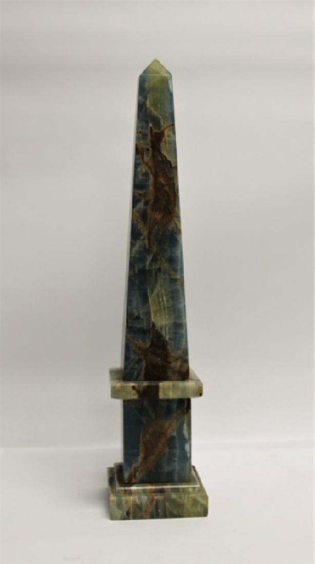 Blue & Sepia Marble Obelisk Sculpture (1 of 7)