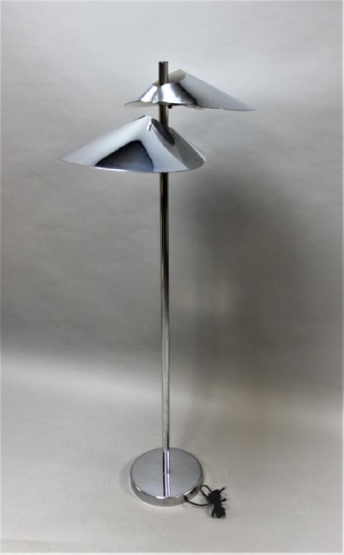 Curtis Jere Chrome Floor Lamp w 2 Hooded Lites (1 of 6)