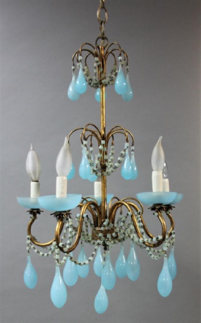 Vintage Italian Blue Opaline Glass Chandelier (1 of 5)
