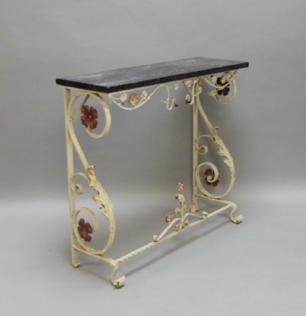 Vintage Italian Wrought Iron Black Marble Console (1 of 8)