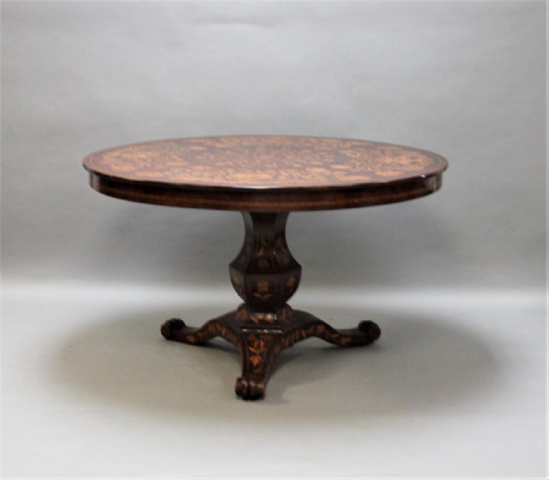 19C Dutch Marquetry Floral Inlaid Center Table (1 of 6)