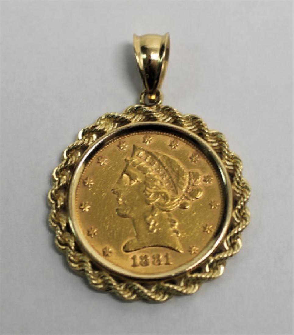 Gold liberty coin necklace Clearance