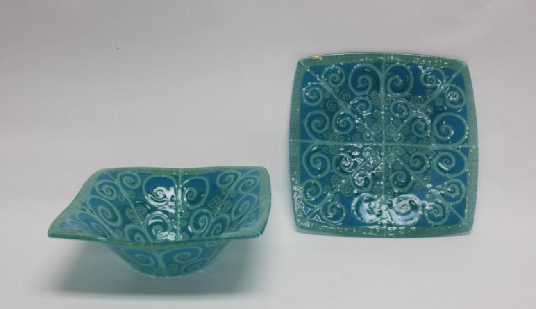 2-Pc Set Higgins Studio Art Glass "Persian" Dishes (1 of 9)