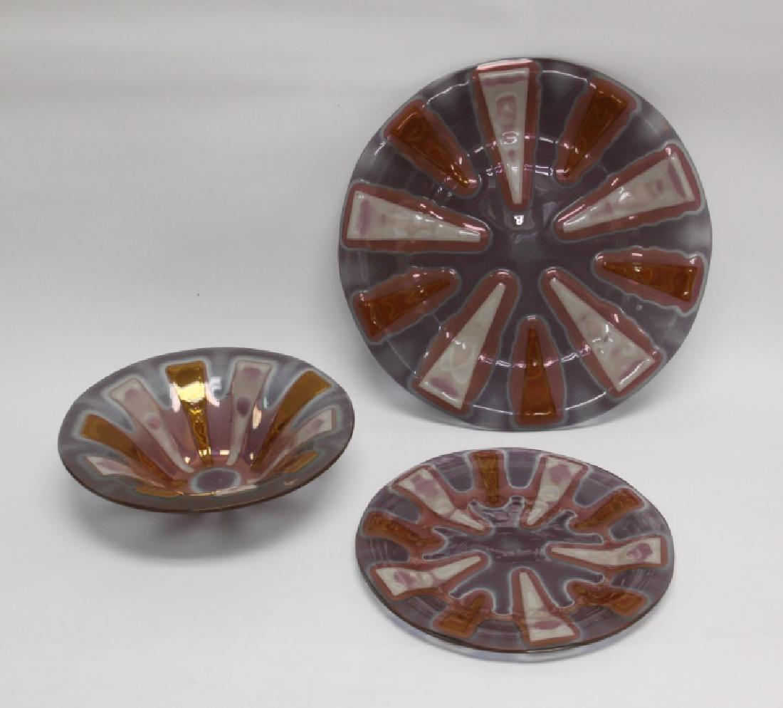 3-Pc Set Higgins Studio Art Glass Serving Dishes (1 of 7)
