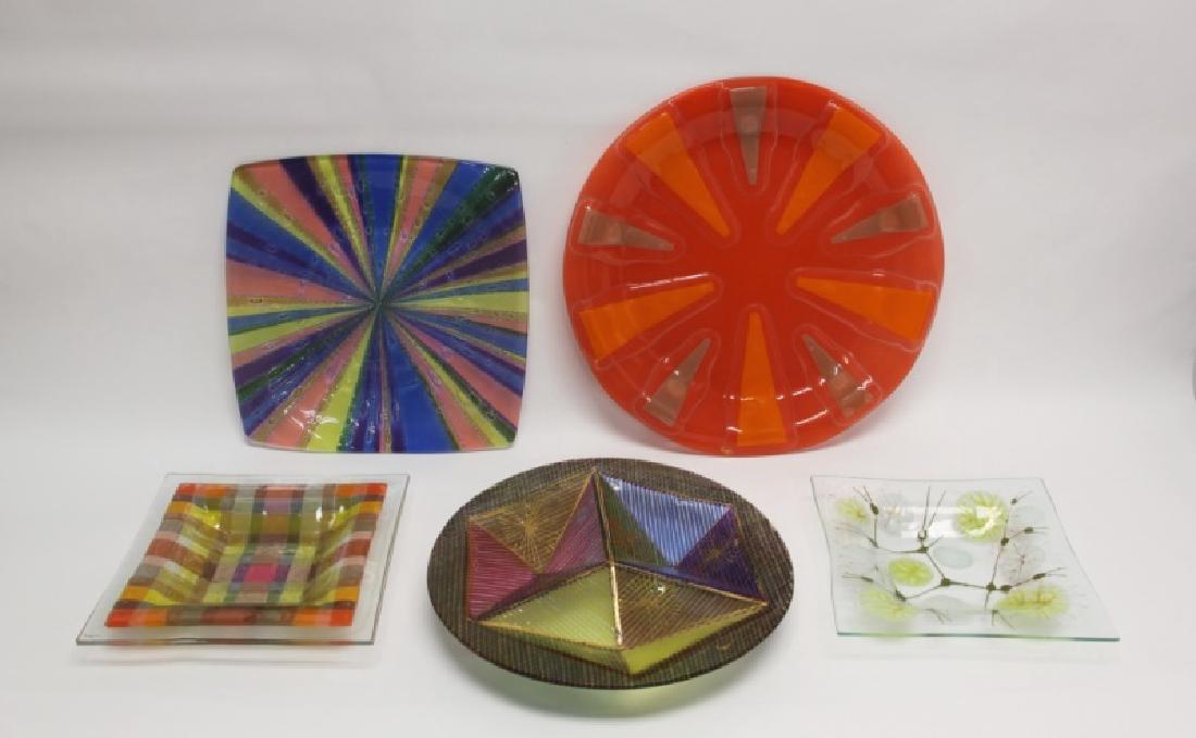 (5) Pcs Higgins Studio Art Glass Serving Dishes (1 of 10)