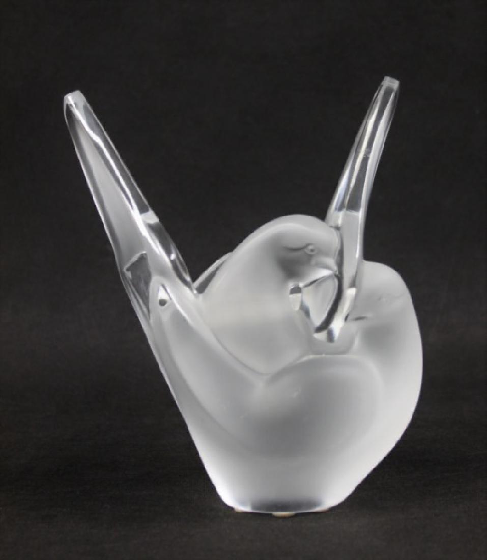 Lalique "Sylvie" Dove Vase w Flower Frog (1 of 7)