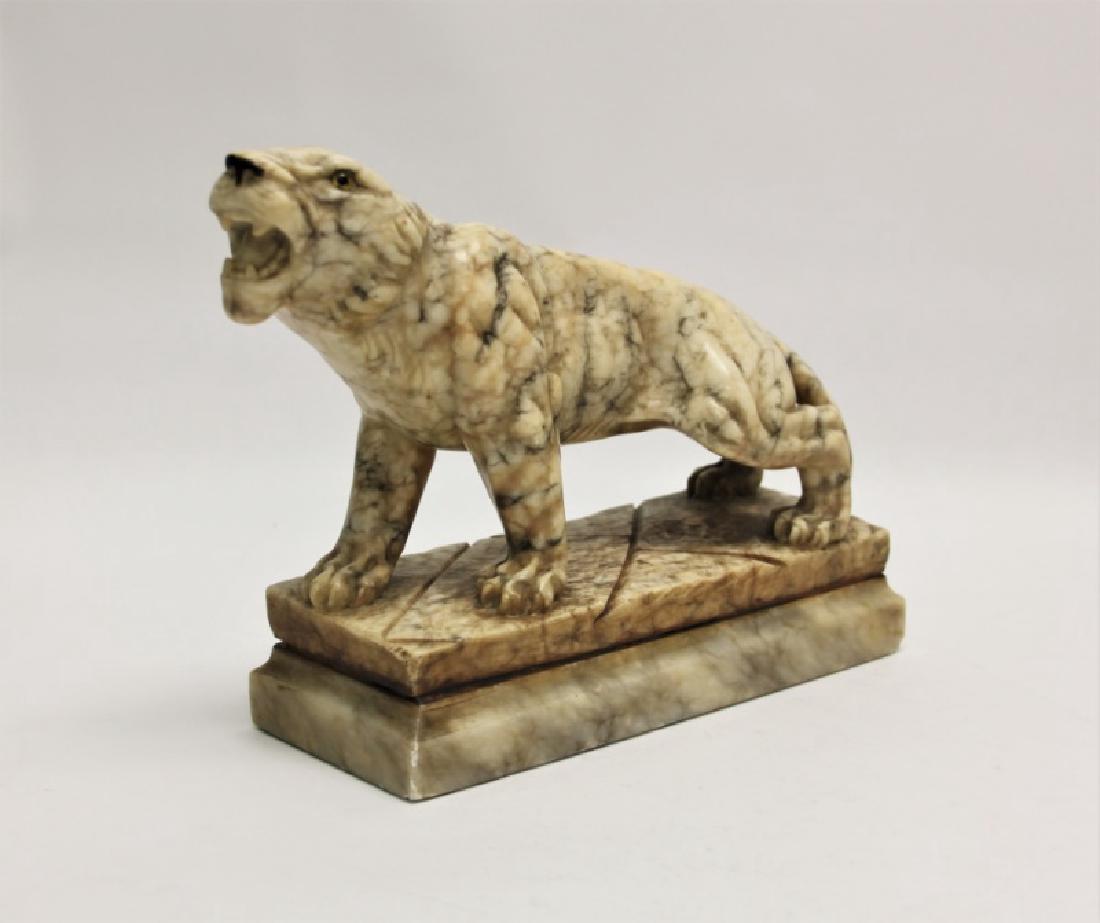 19th C Carved Marble Tiger w Glass Eyes (1 of 10)