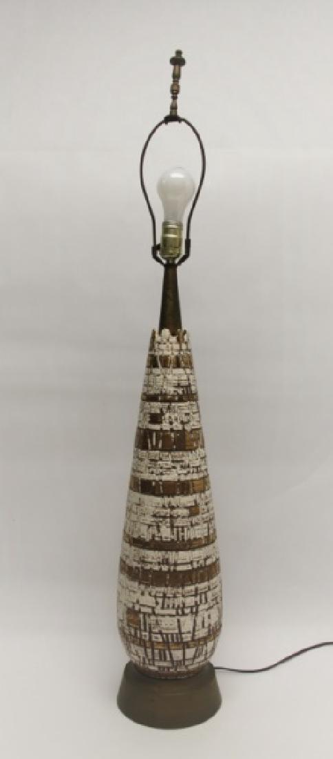 MCM Vintage White & Gold Italian Pottery Lamp (1 of 6)