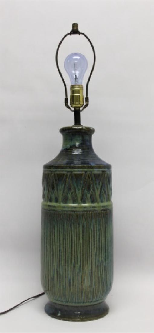 MCM Vintage Blue & Green Italian Pottery Lamp (1 of 7)