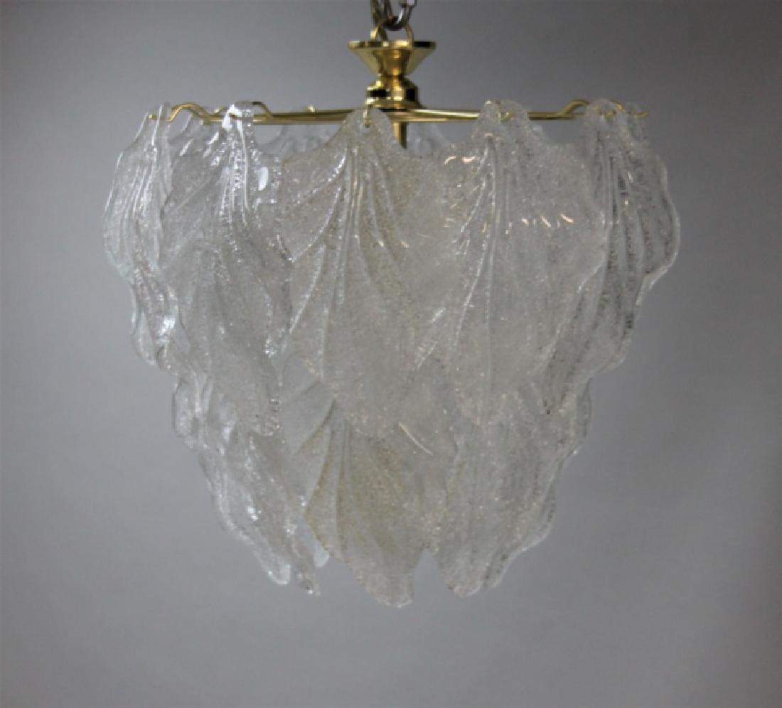 MCM Murano Leaf Form Art Glass & Brass Chandelier (1 of 6)