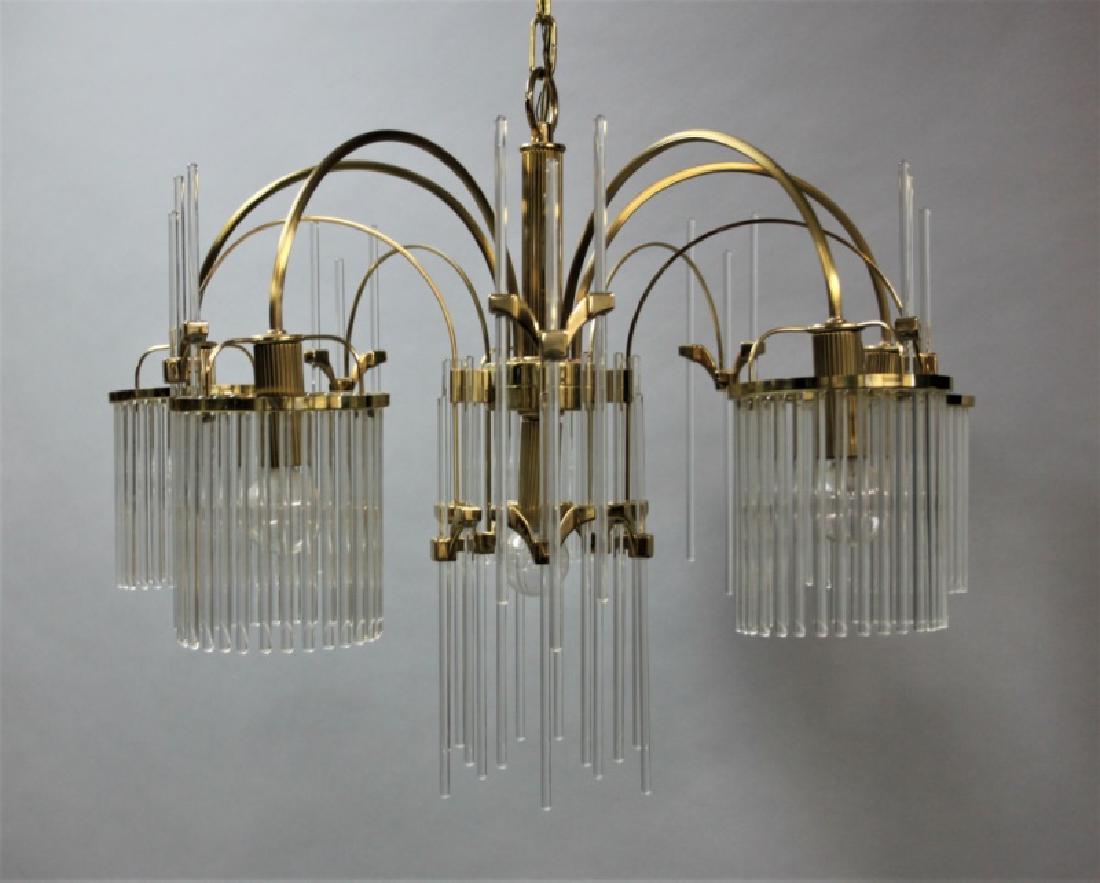 MCM Vintage Italian Brass & Glass Rod Chandelier (1 of 6)
