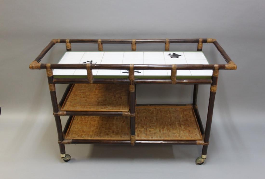 Ficks Reed Bamboo & Rattan 3-tier Bar Cart (1 of 7)