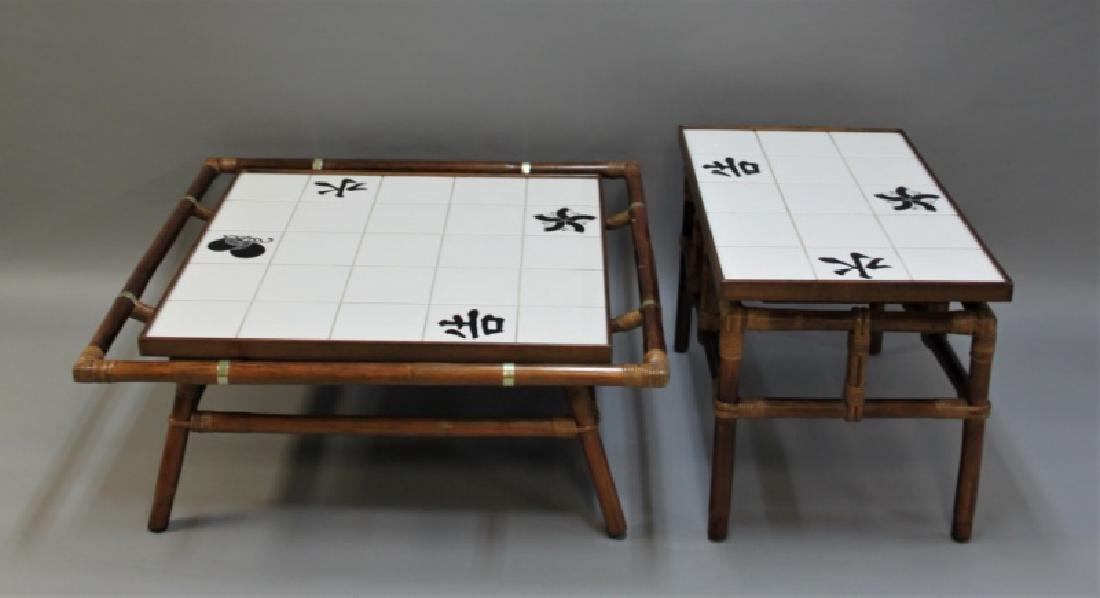 (2)pc Ficks Reed Bamboo Coffee Table & Side Table (1 of 8)
