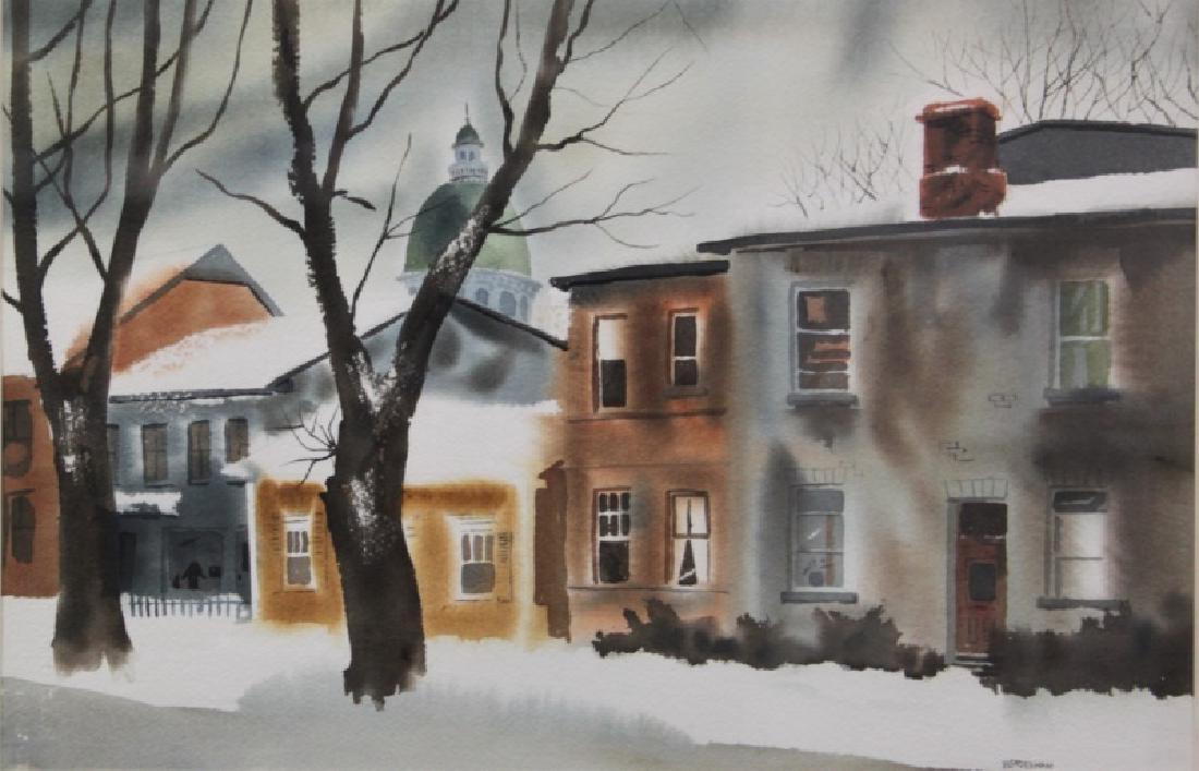 Blenderman (Canadian, 20th C) Watercolor "Street" (1 of 7)