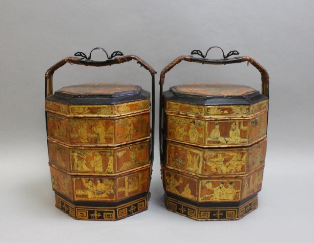 2 Vintage Lacquered Chinese Stacking Wedding Boxes (1 of 9)