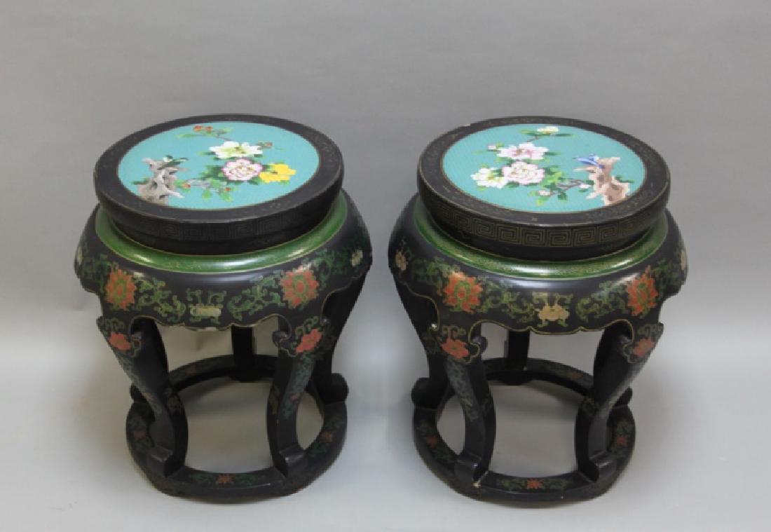 Pair Large Chinese Cloisonne Garden Seats (1 of 10)