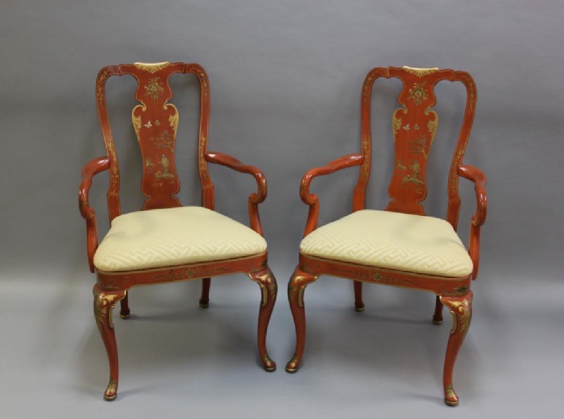 Pair Chinoiserie Decorated Chippendale Arm Chairs (1 of 10)