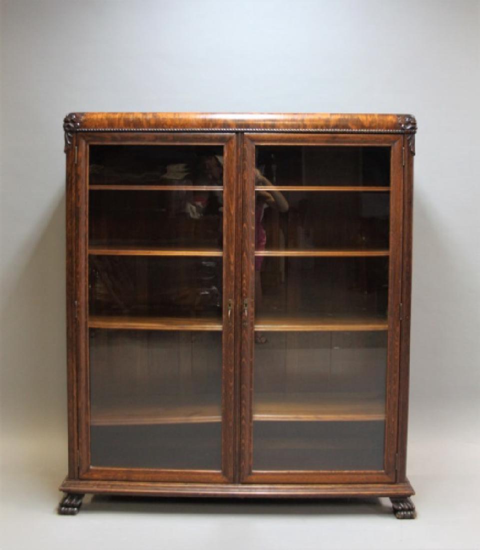 Antique 19C 2-Door Tiger Oak Barrister's Bookcase (1 of 10)