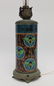 Antique Longwy Enamel Faience & Bronze Lamp Base - 3
