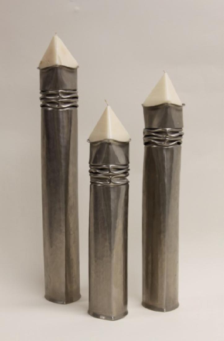 (3) MCM Daliesque Hammered Nickel Candle Holders (1 of 10)