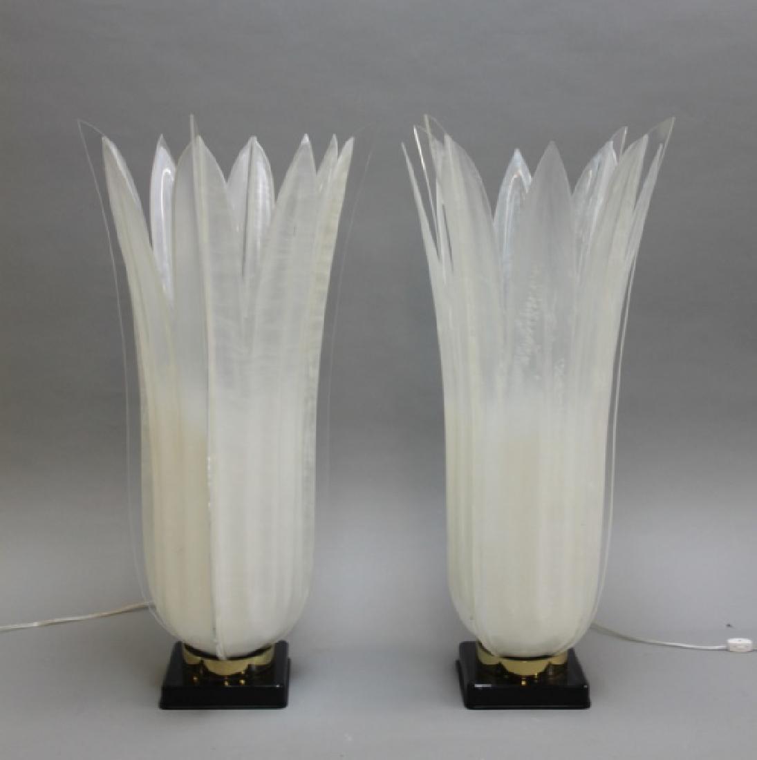 Pair MCM Large Rougier Lucite Tulip Table Lamps (1 of 6)