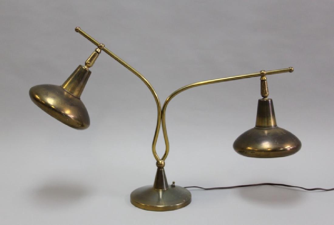 MCM 1950's Paavo Tynell Brass 2-Light Desk Lamp (1 of 8)