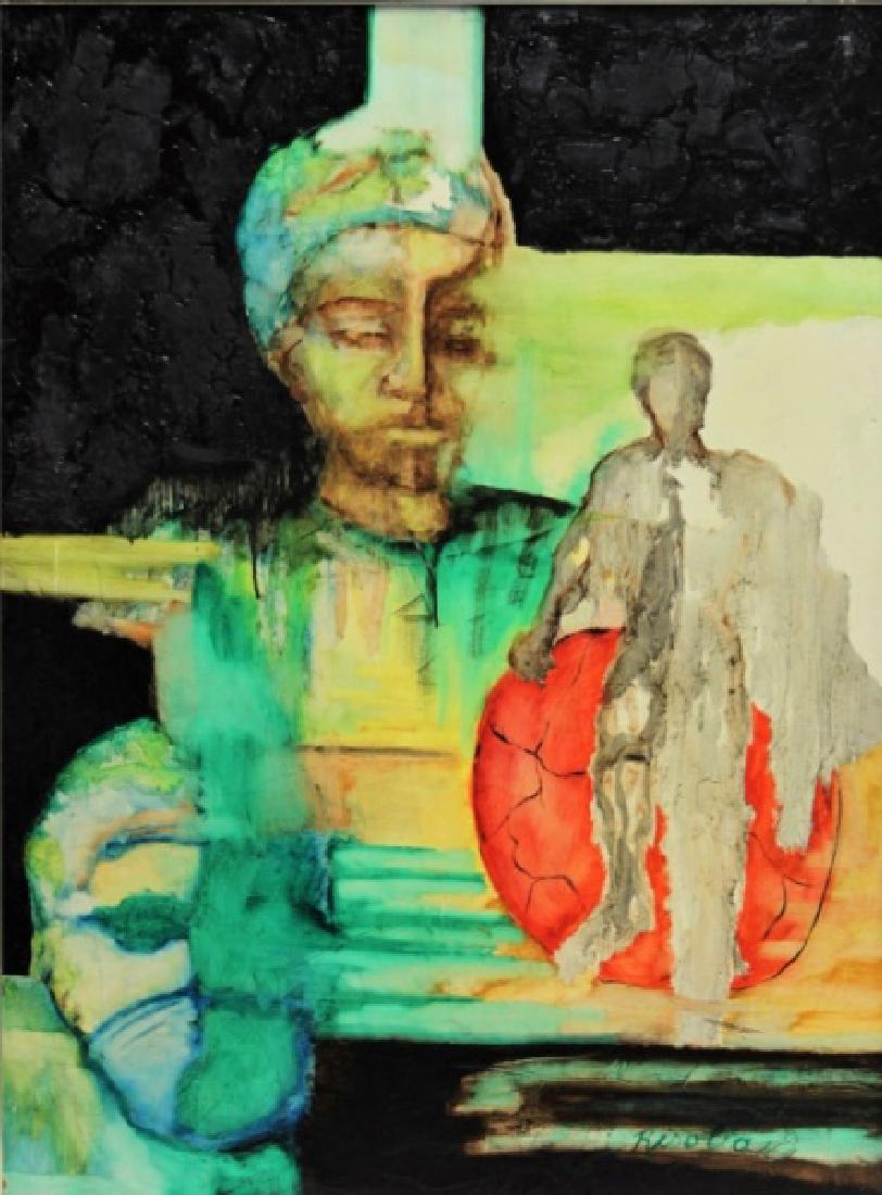 Sonia Risolia (20thC) Impressionist Oil "Buddha" (1 of 7)